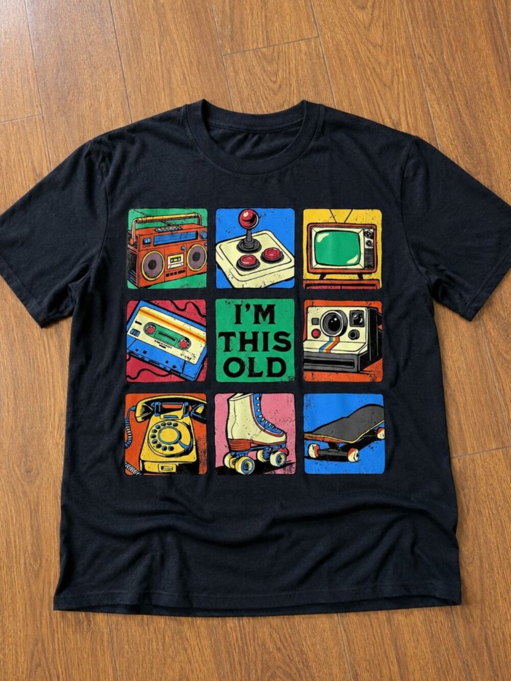 I'm This Old Retro 80s Nostalgia Grid Tee Black